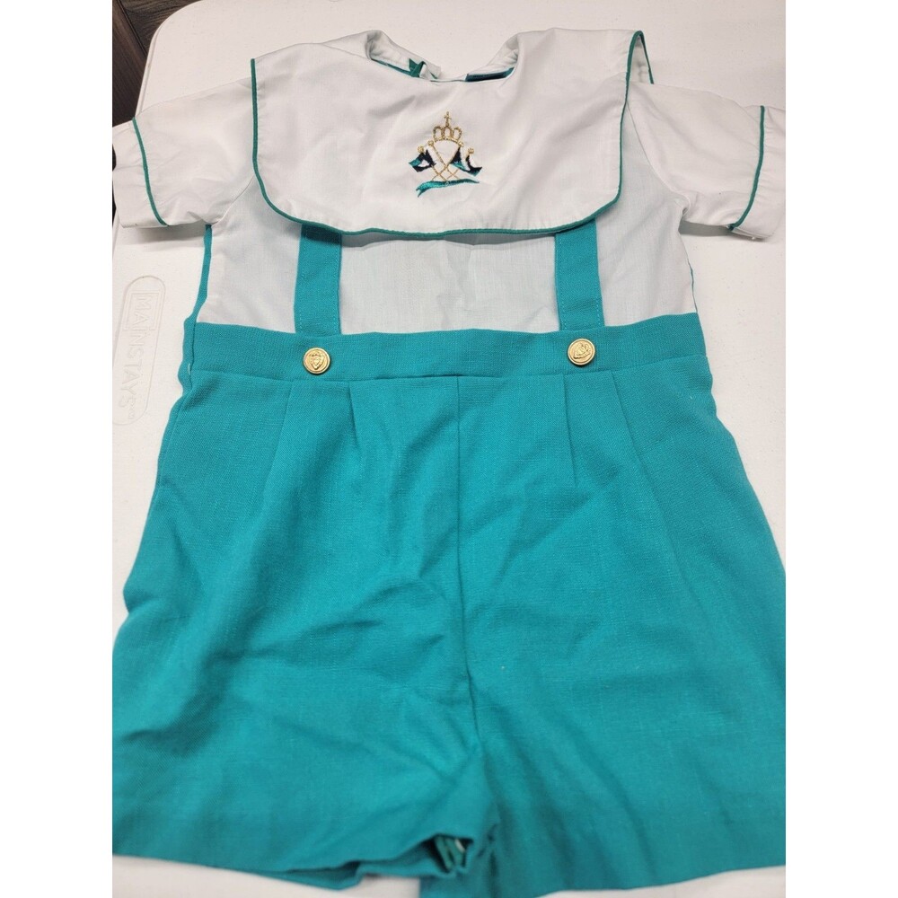 Vintage Alexis Baby Boy Sailor Romper Sz 12 M USA , Infant Nautical Suit